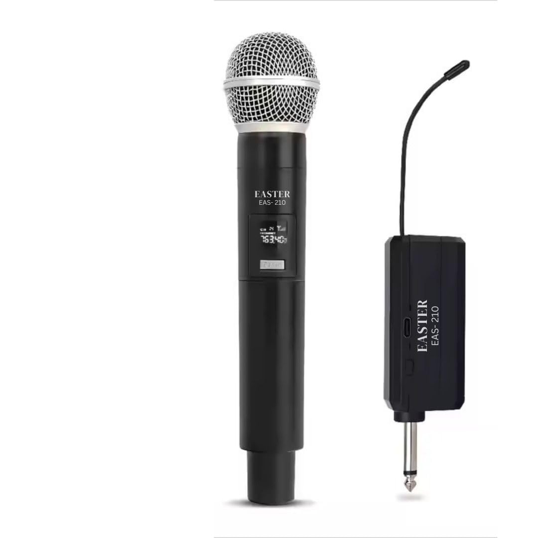 kh UHF Karaoke Dynamic Wireless Microphone Single Handheld Mic with Type C Rechargeable Receiver | 6.35mm Jack | 30 50m Cordless Range