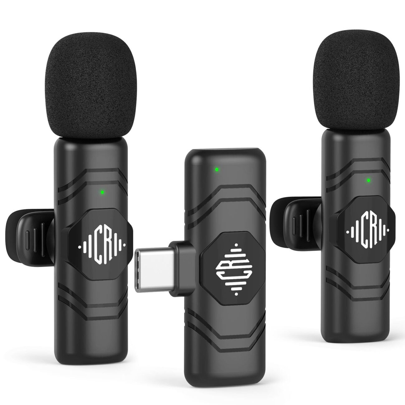Wireless Mic for YouTube, Noise Reduction Lapel Mic with Mute & Reverb Mode, Dual Mic Wireless for Video Recording, YouTube, Facebook, Support System for Type C & iPhone