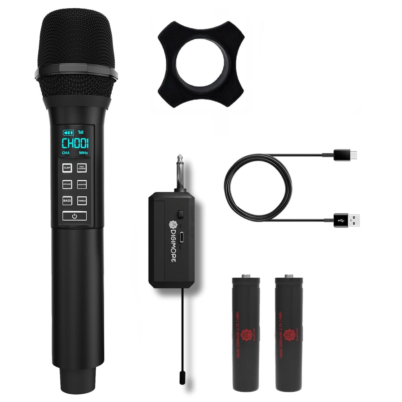 DIGIMORE Wireless Microphone System with AI Voice Changer | Built-in Echo, Bass & Sound Effects | 150ft Range | 2400 MHz Ideal for Parties, Singing & Classrooms (D-346)