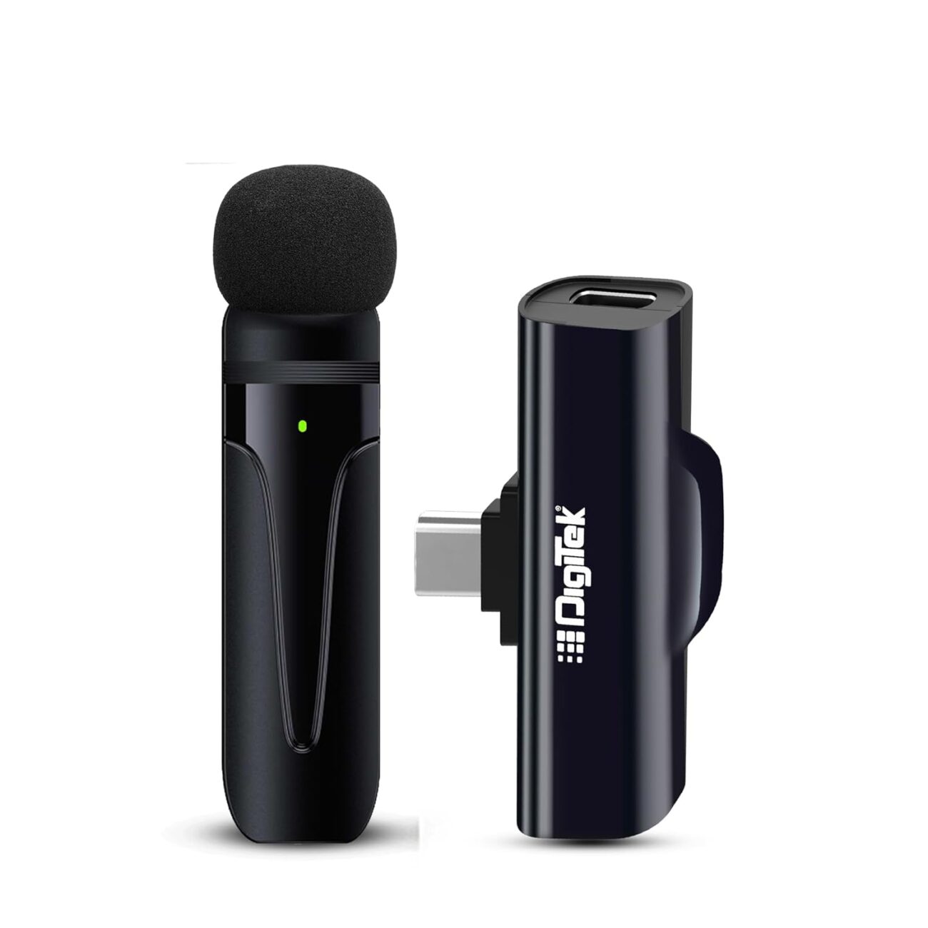 Digitek DWM-001 Wireless Microphone & Receiver with Type C, in-Built Noise Cancellation Mic Suitable for Vlog You Tube Live Streaming Video Recording and More