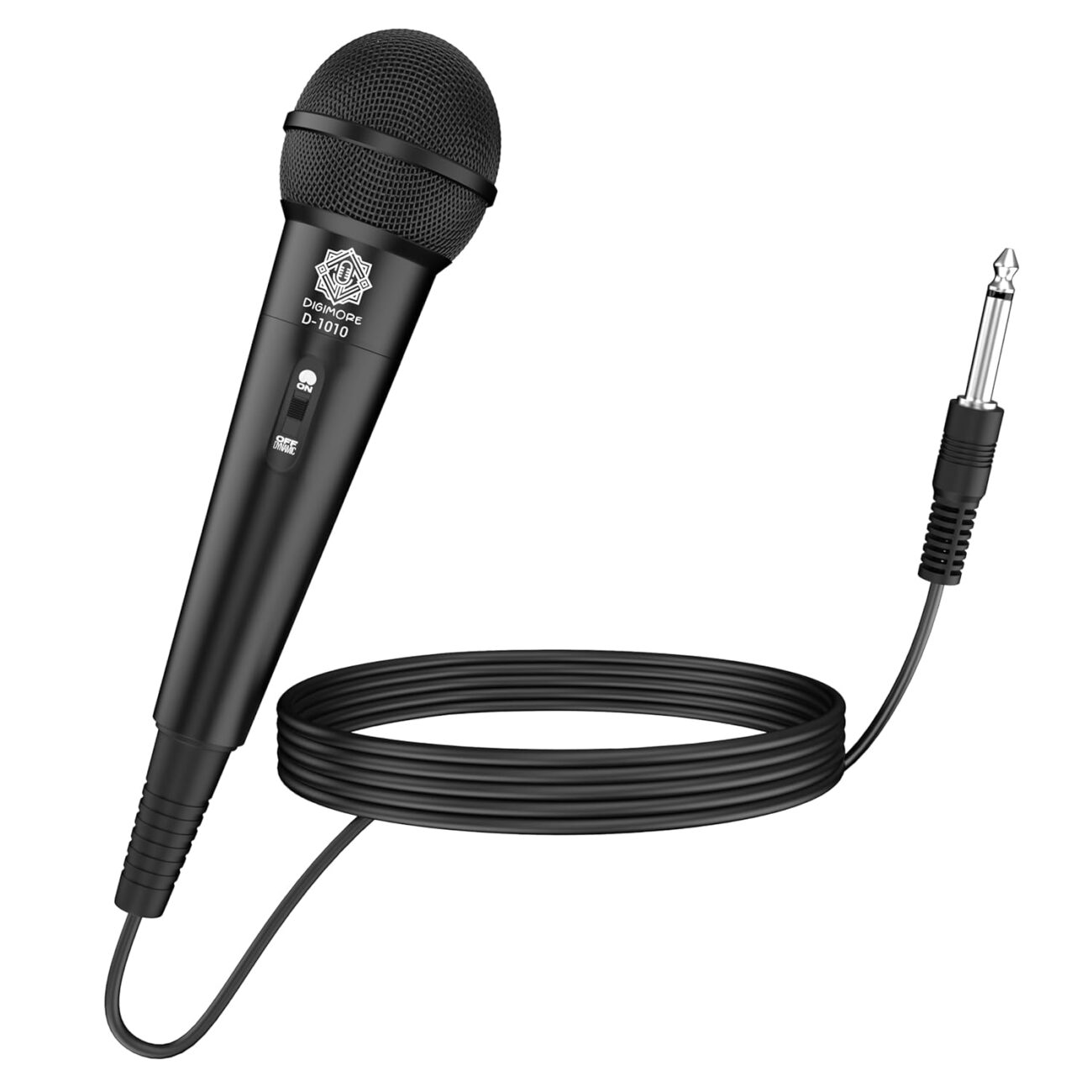 DIGIMORE Cardioid Dynamic Microphone | 6.35mm Jack | High Sensitivity | 3m Cable | ON/Off Switch | Ideal for Karaoke, Singing, PA & Stage Use (D-1010)
