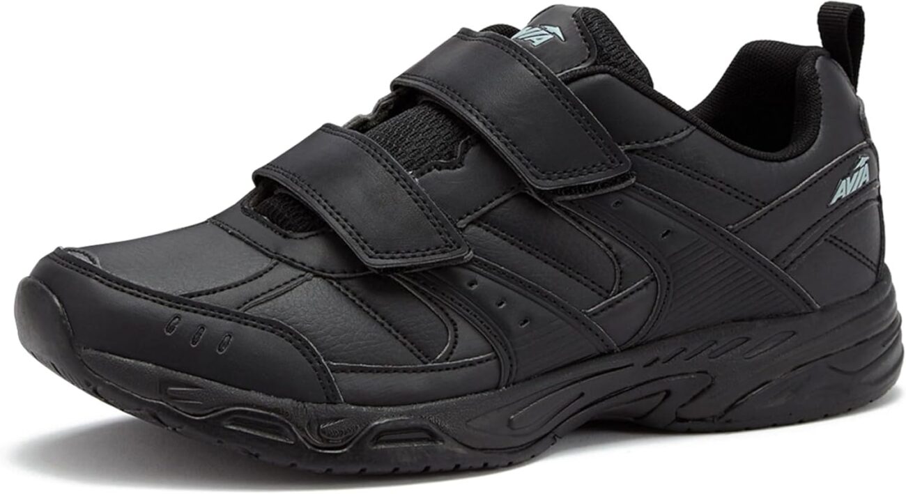 Avia Avi-Union II Strap Non Slip Shoes for Men, Hook and Loop Mens Walking Shoes with Memory Foam, Comfort Restaurant and Diabetic Shoes for Men – Black Wide or Extra Wide Width Safety Footwear