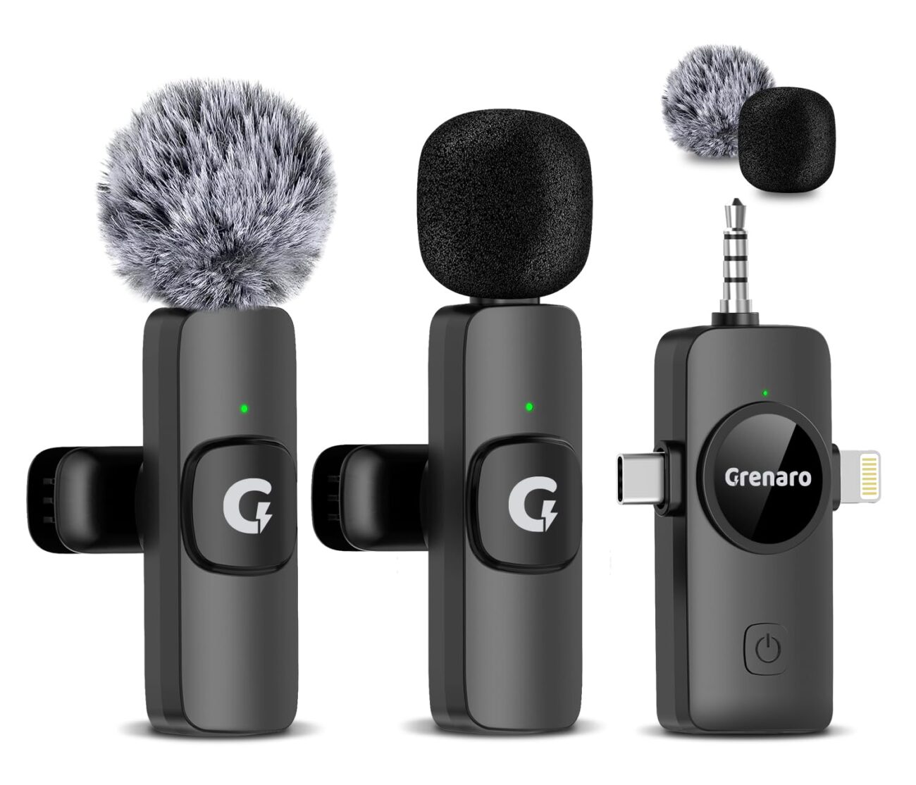 GRENARO Wireless Mic for Youtubers, S11 3 in 1 Wireless Microphone for iPhone/Android/DSLR Camera/USB-C Plug/iPad, Noise Cancellation Mic for Youtubers, Video Recording, Streaming, 50M Range