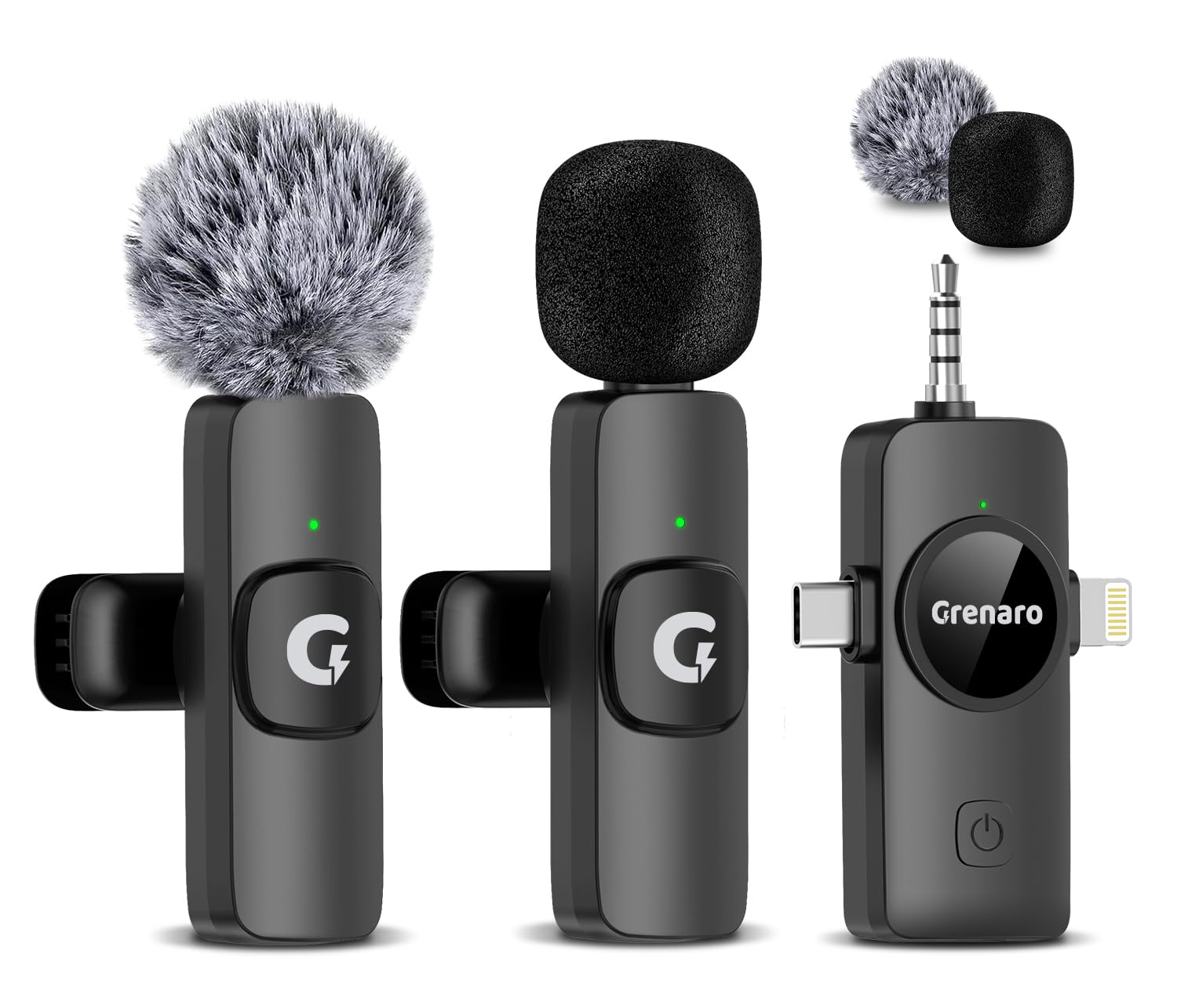 GRENARO Wireless Mic for Youtubers, S11 3 in 1 Wireless Microphone for iPhone/Android/DSLR Camera/USB-C Plug/iPad, Noise Cancellation Mic for Youtubers, Video Recording, Streaming, 50M Range