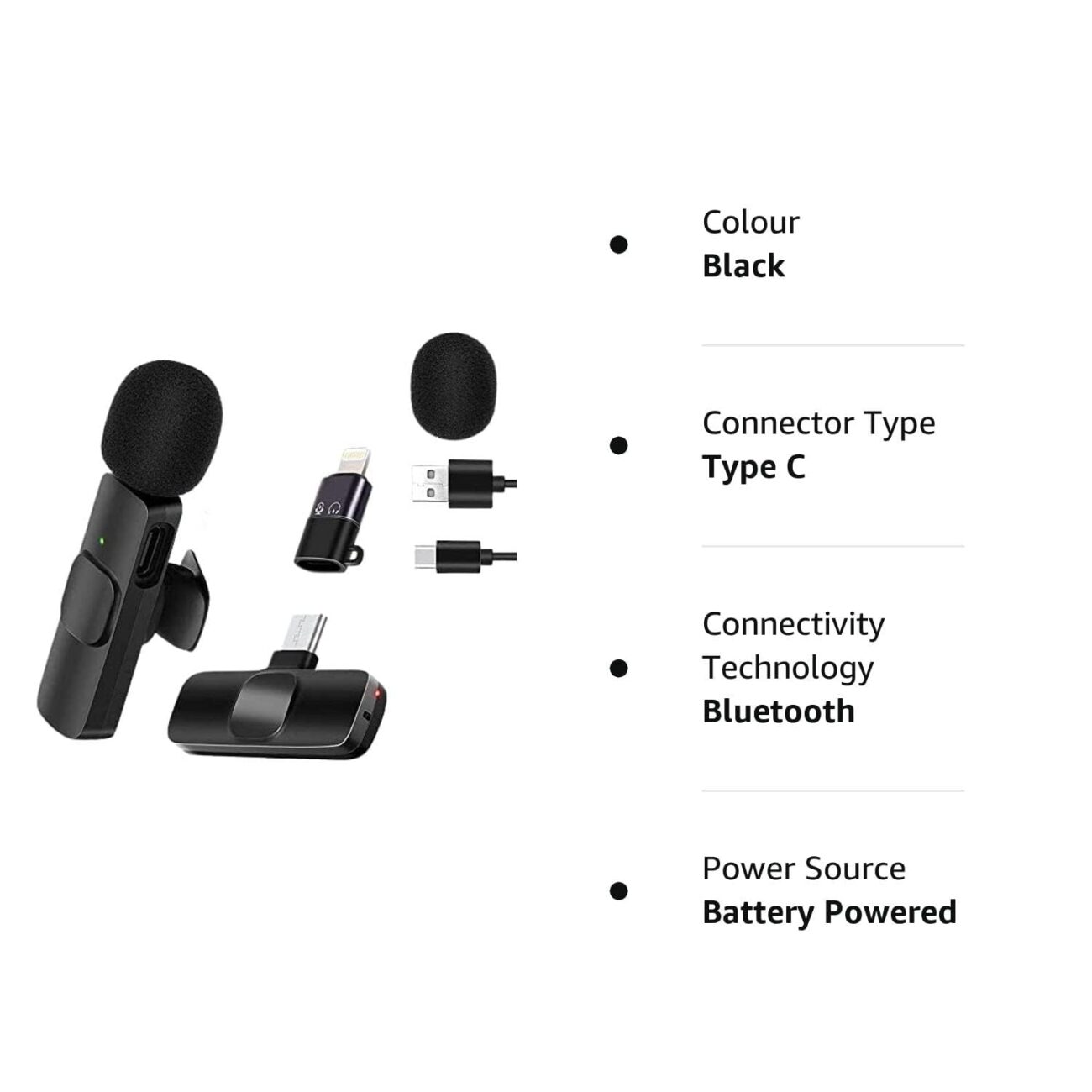 BIGASUO Wireless Lavalier Omnidirectional Microphone System Vlog for Type-C Android & iPhone,Plug and Play,Noise Reduction,No Need APP & Bluetooth (B41)