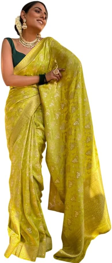 REVENANT Women’s Kanjivaram Soft Silk Saree With Blouse Piece For Women