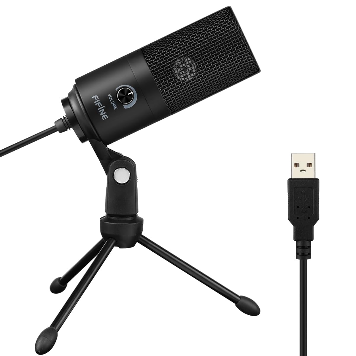 Fifine K669B USB Microphone, Metal Condenser Recording Microphone for MAC OS, Windows, Cardioid Laptop Mic for Recording Vocals, Voice Overs, Streaming, Meeting and YouTube Videos-Black