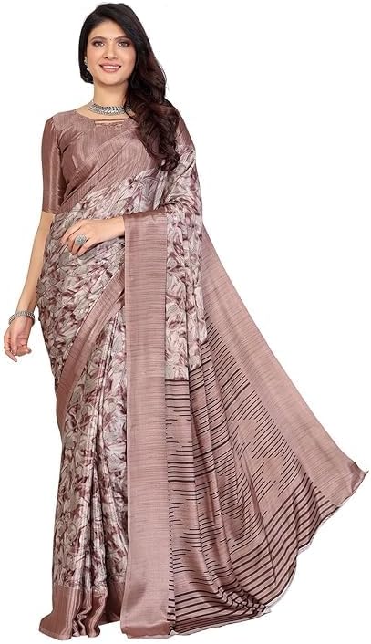 Women’s Tussar Silk Printed Saree with Unstitched Blouse Piece | Peach Color | Partywear, Festive & Wedding Wear Ethnic Saree | Diwali Gift for Women | Free Size | Pack of 1