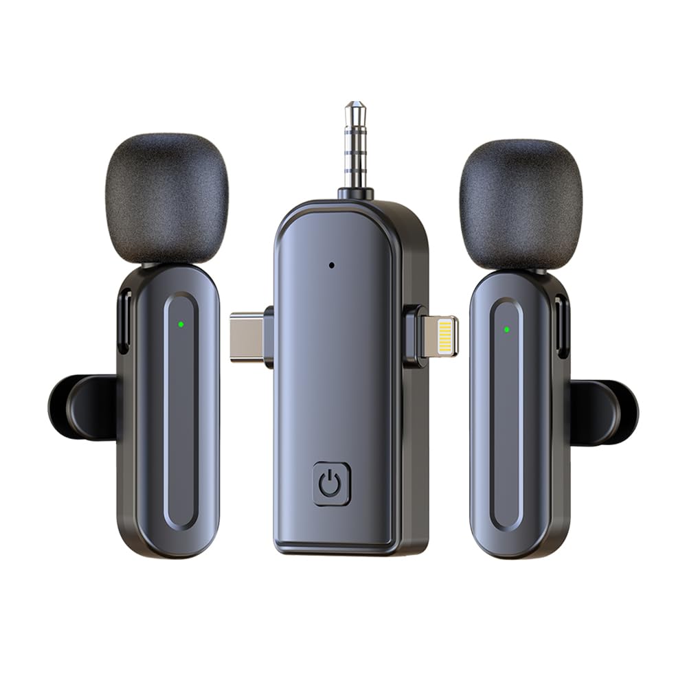 UNIGEN UniMic 320 2.4G Collar Microphone for Video Recording, YouTube, Vlogging Live Streaming Mic with Receiver for Compatible with iPhone and Android Wireless Lavalier Mic