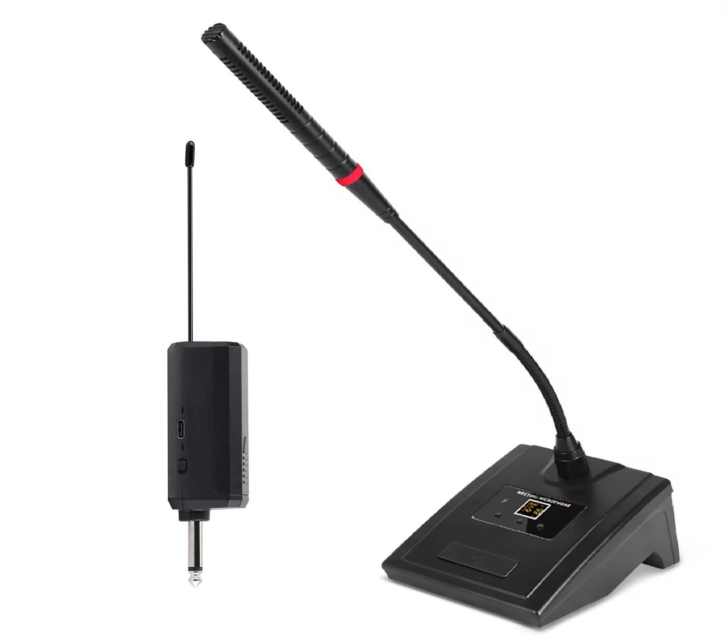 kh Gooseneck UHF Microphone System Professional Conference Mic, 48 Channels Adjustable Frequency Super-Low Background Noise Designed for Large conferences, Public Speaking engagements