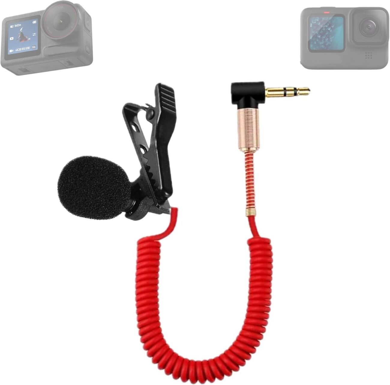 Noise Canceling Elastic Short Wire Auxiliary Microphone for Motovloggers | Compatible with All Action Camera Hero 7/8/9/10/11/12/13 Media-Mod/Mic Adapter TRS 3.5MM Jack | Mic for Helmets Multicolor
