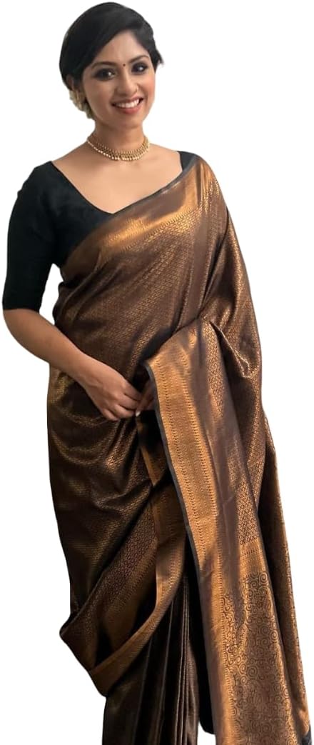 Women’s Traditional Saree with unstitched Blouse Piece – Elegant Wedding, Party & Festive Wear Silk Blend Saree