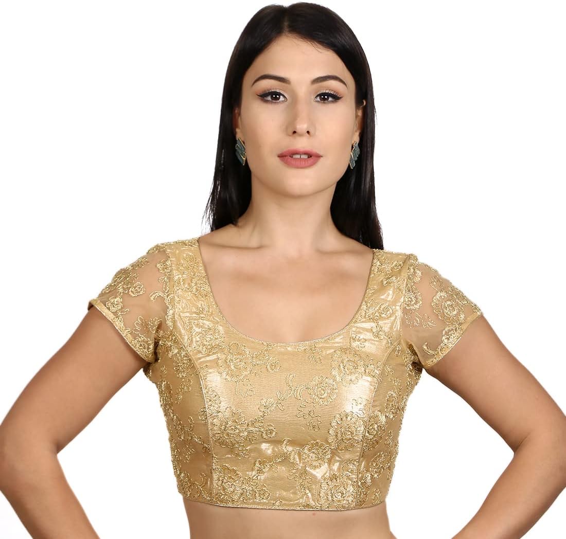 Women’s Indian Choli – Gold Saree Blouse for Women Readymade Designer