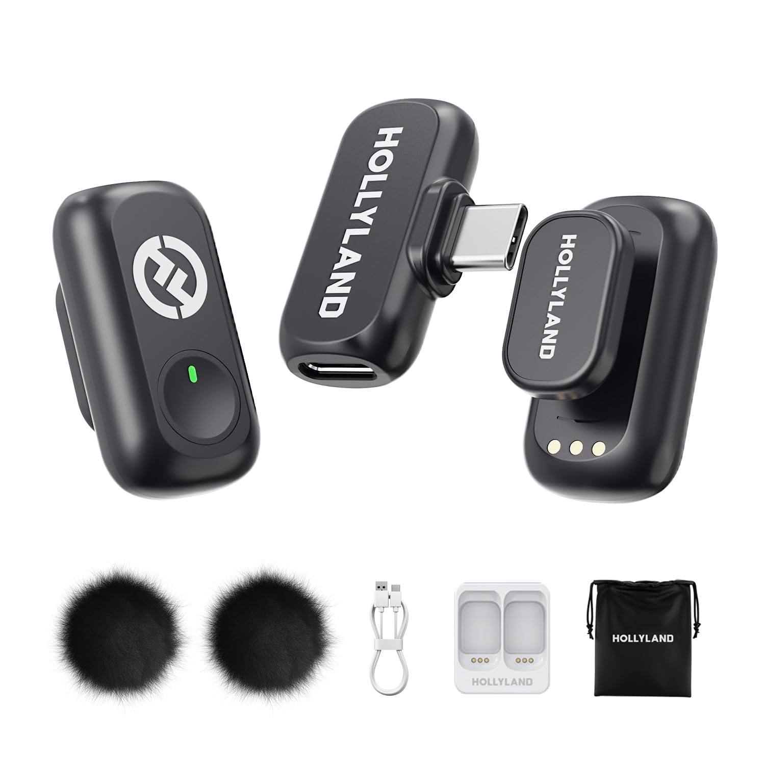 Hollyland Wireless Magnetic Mini Microphone: Lark A1 Mini Duo Wireless Mic for iPhone15/16/iPad/Android Smartphone with 3-Lv Noise Cancel, 200m Transmission for YouTube Podcast Vlog Content Creation