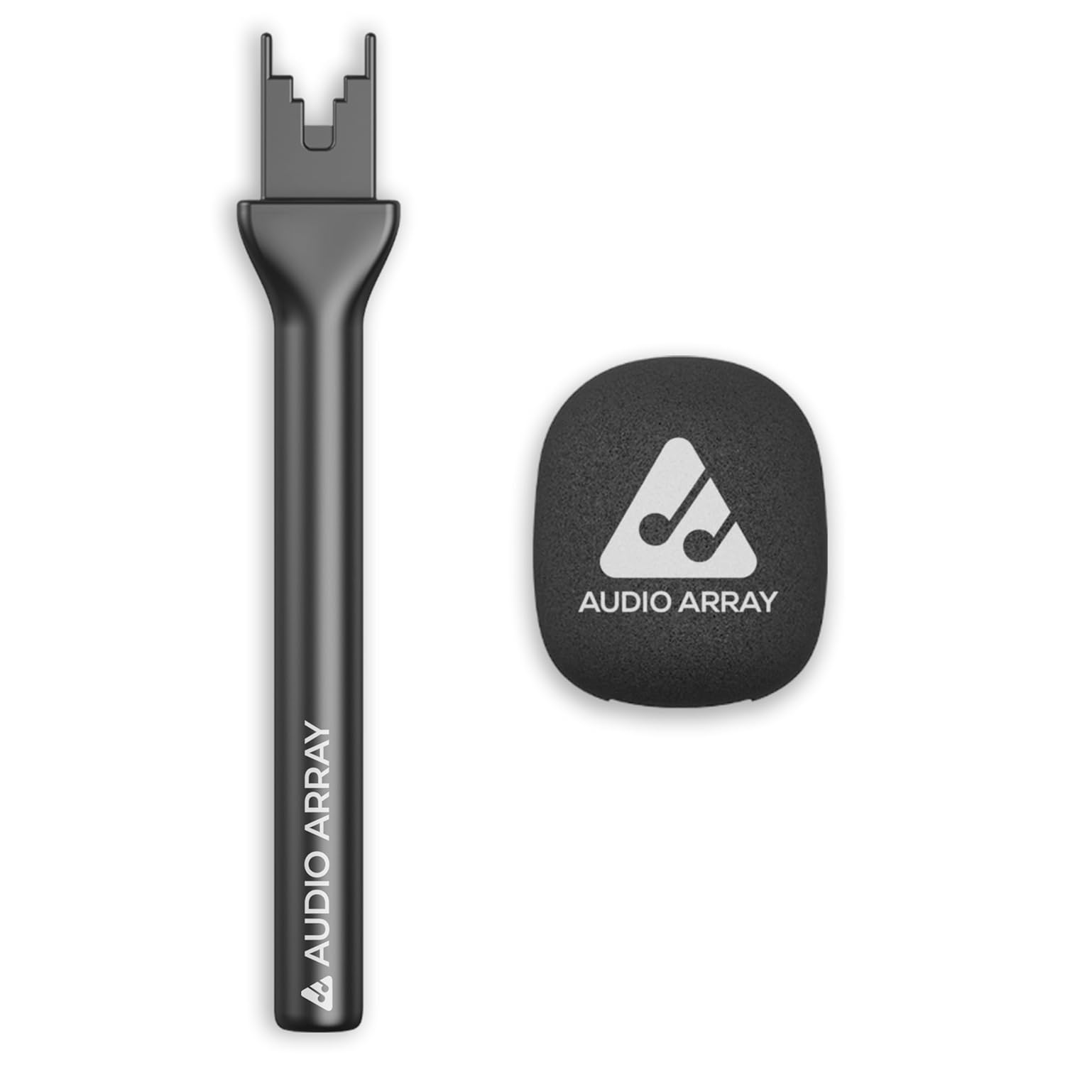 Audio Array AA-25 Metal Handheld Microphone Interview Adapter with Wind Shield for Wireless Lapel Microphones | Supports, Rode Go, DJI, Hollyland mics etc | Foam Cover with Built-in Cold Shoe Mount
