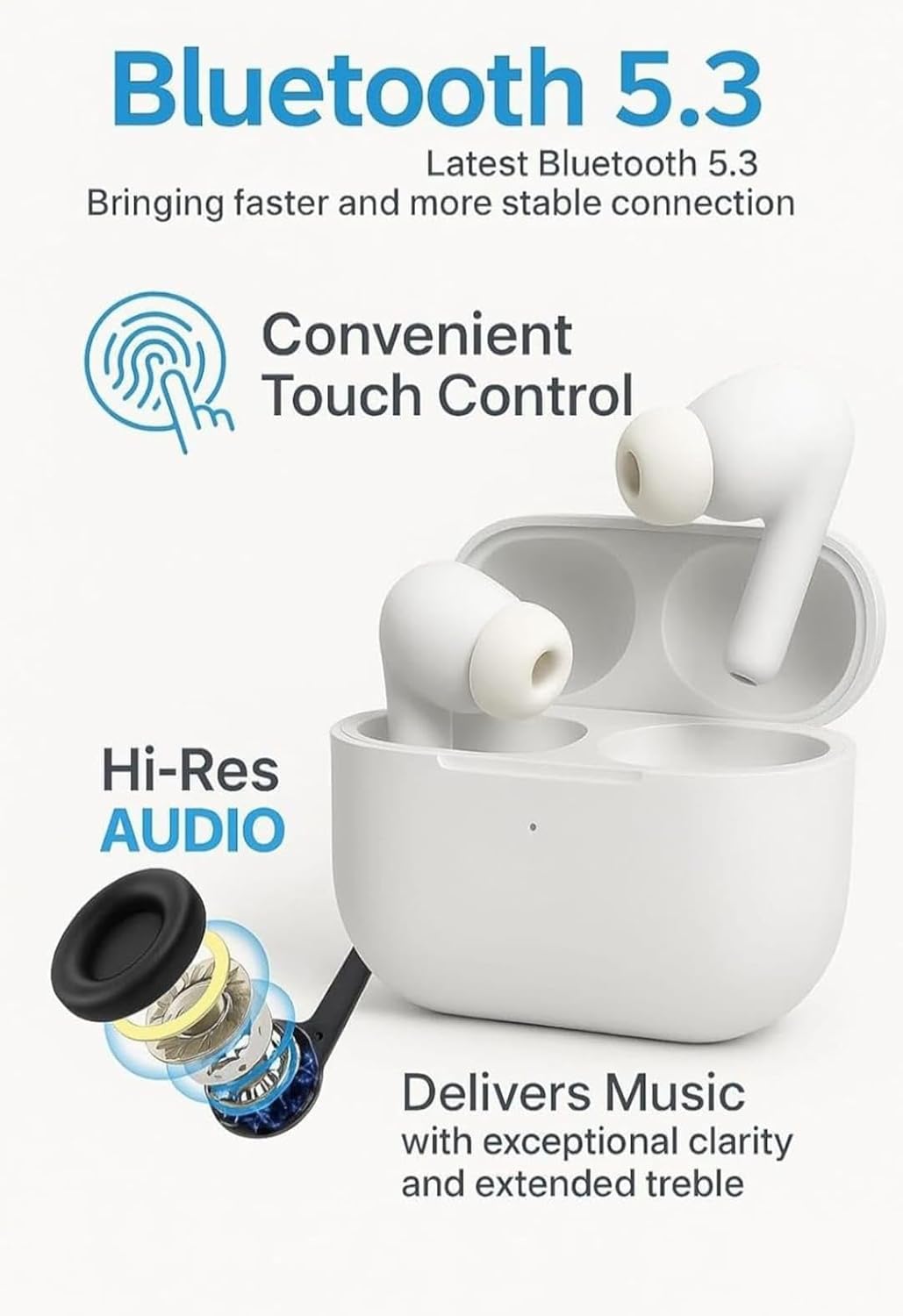 Bluetooth Ear Buds with Fast Pairing Portable Charging Case Noise Isolation Mic for Calling Music Gaming (Design 276)