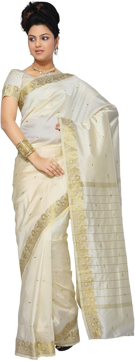 Womens Indian Ethnic Traditional Banarasi Art Silk Saree Sari Wrap Fabric Dress Drape