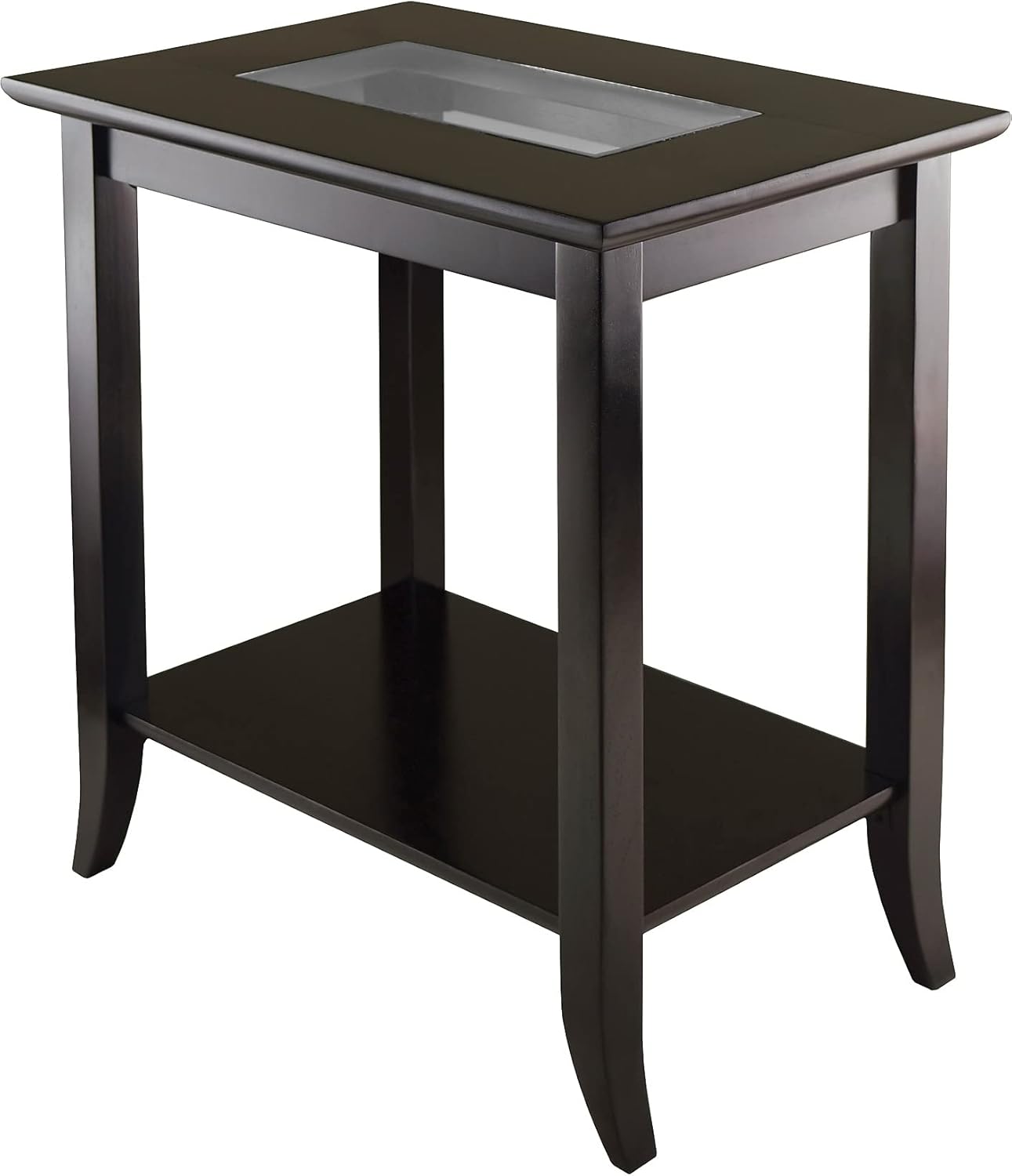 Winsome Genoa 25.04 x 23.94 x 16.3-Inch Composite Wood End Table with Glass Top, Dark Brown (92419)