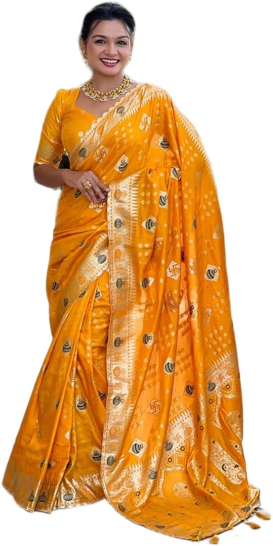 Pure Viscose Dolla Silk Saree with Meenakari Weaving Design All Over The Saree & Rich Meenakari Work Saree for women