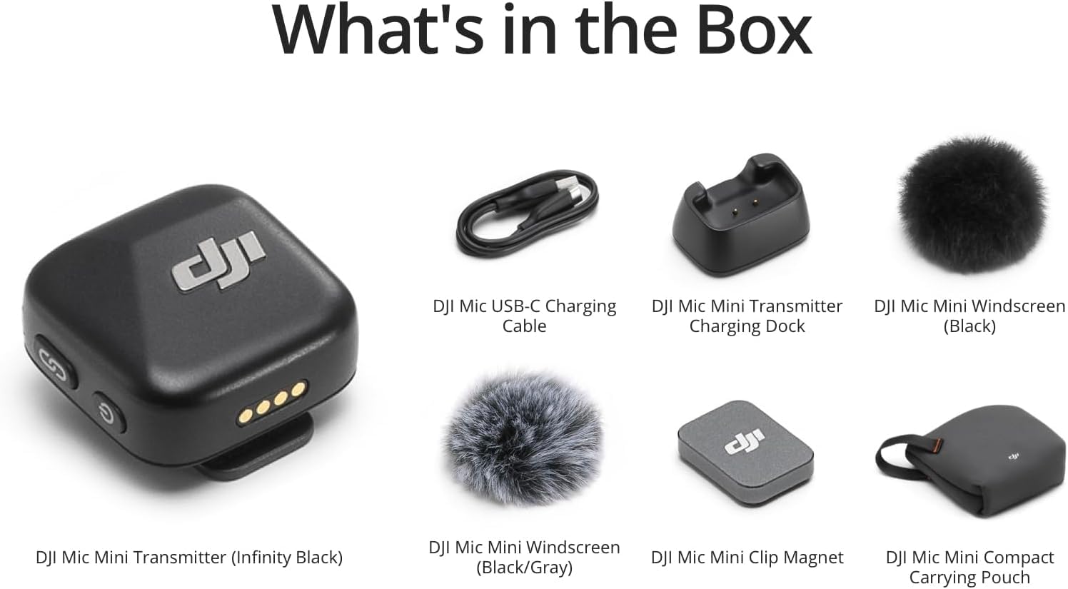 DJI Mic Mini Transmitter (Infinity Black), Ultralight, Detail-Rich Audio, OsmoAudio, Noise Cancelling, Wireless Microphone for Camera/iPhone/Android, Vlog, Streaming