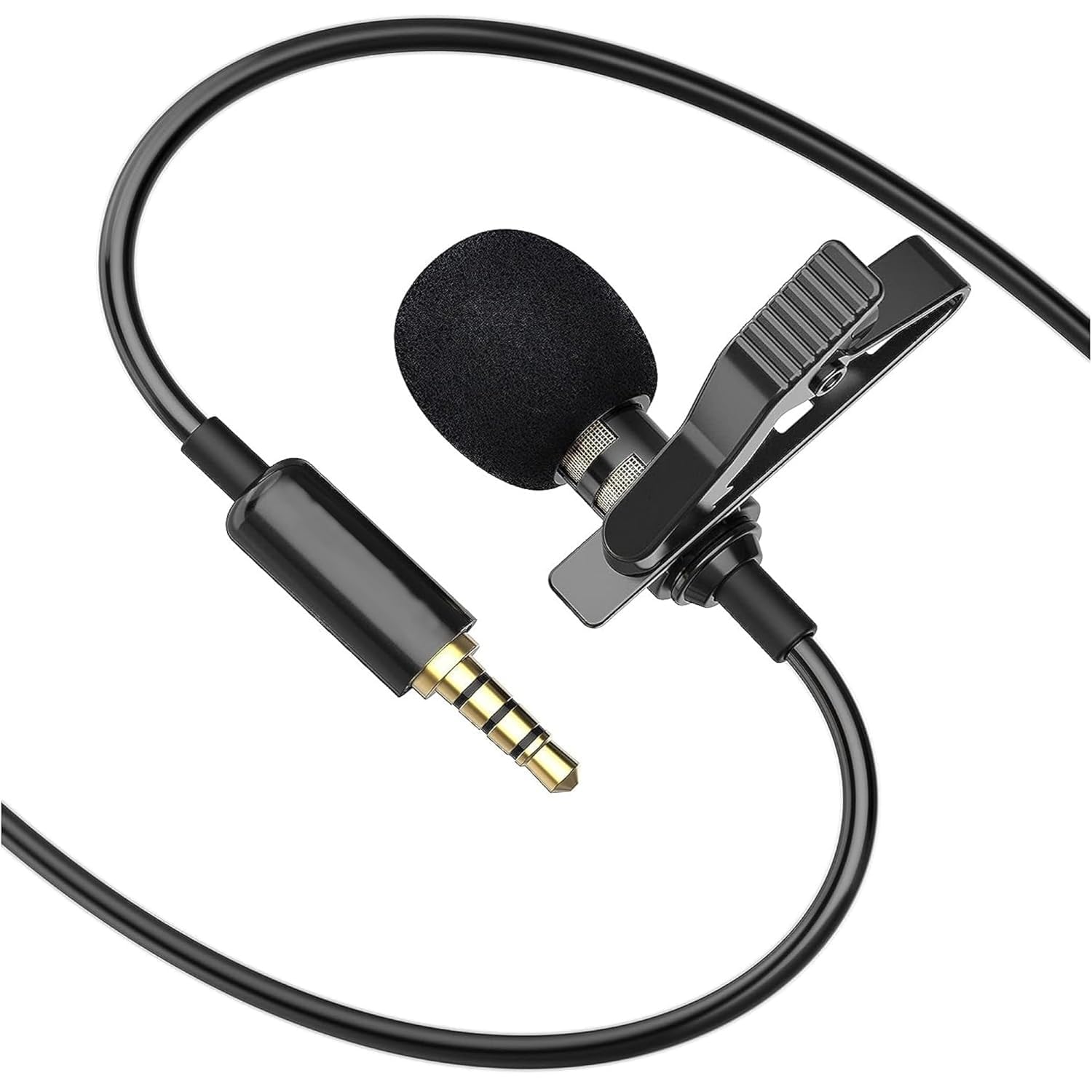 BassDrops 3.5 Mm Auxiliary Clip Collar Mic for YouTube, Collar Mic for Phone Jack Earphone, Mike for YouTube Channel (Black)