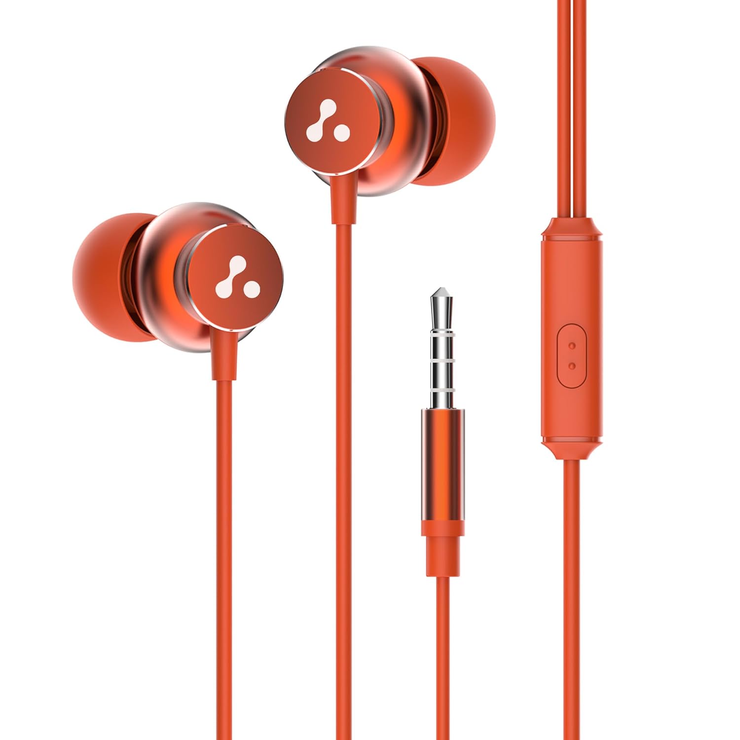 Ambrane Stringz 38 Wired Headphones with Mic, Powerful HD Sound with High Bass, Tangle Free Cable, Comfort in Ear Fit, 3.5mm Jack (Amber Orange)