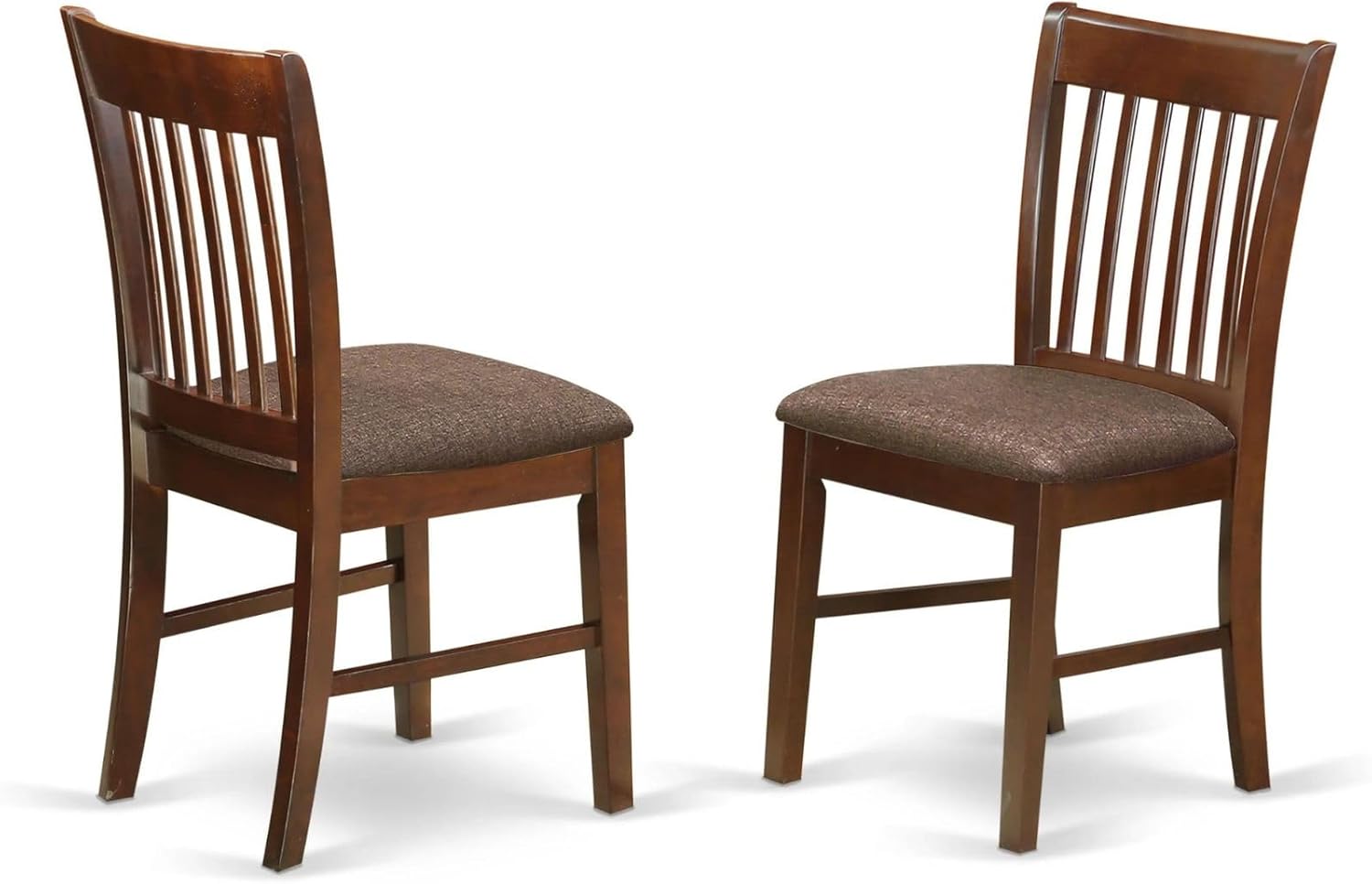 East West Furniture NFC-MAH-C Norfolk Dinette Chairs – Linen Fabric Upholstered Wooden Chairs, Set of 2, Mahogany