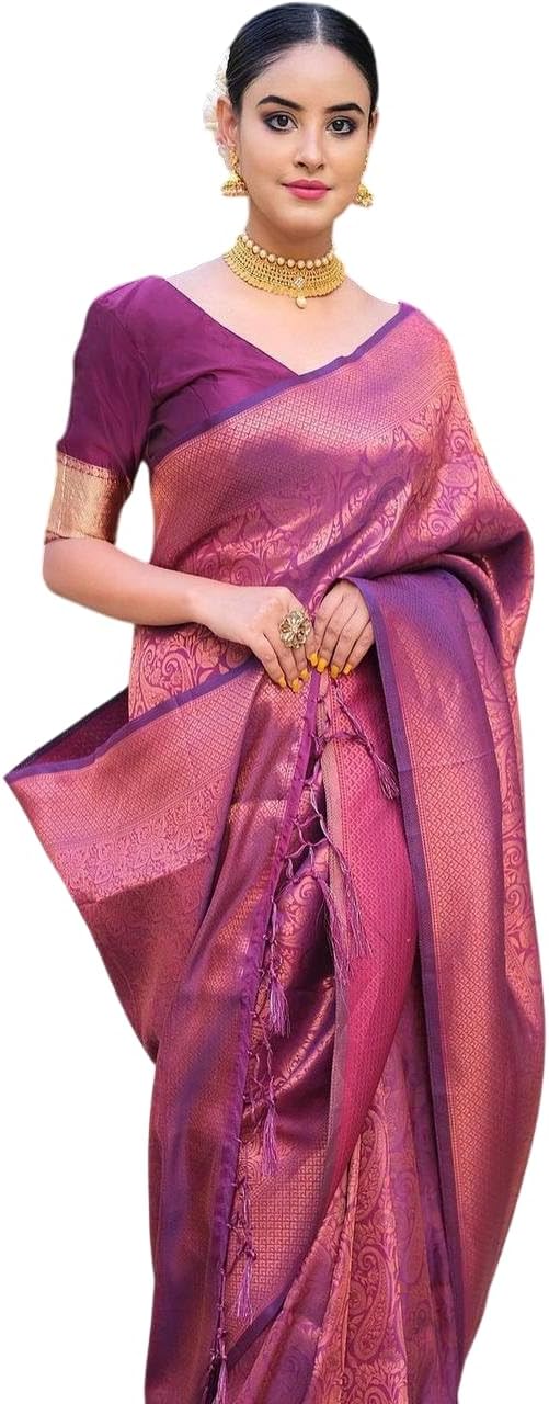 MAHEK Fab Heavy Banarasi kanjivaram Sarees for Women’s Indian Saree Fancy Wedding saree Party Wear sari & Blouse Piece.
