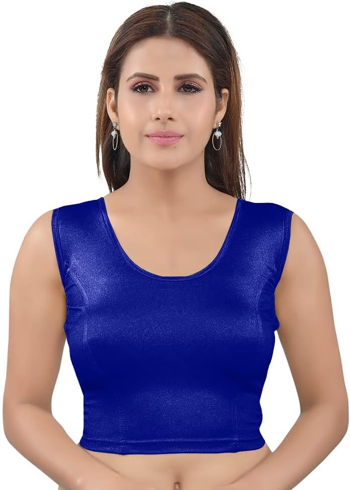 themilestocks Women’s Blouses Readymade Gold Stretchable Saree Crop Top Choli Free Size Sparkling