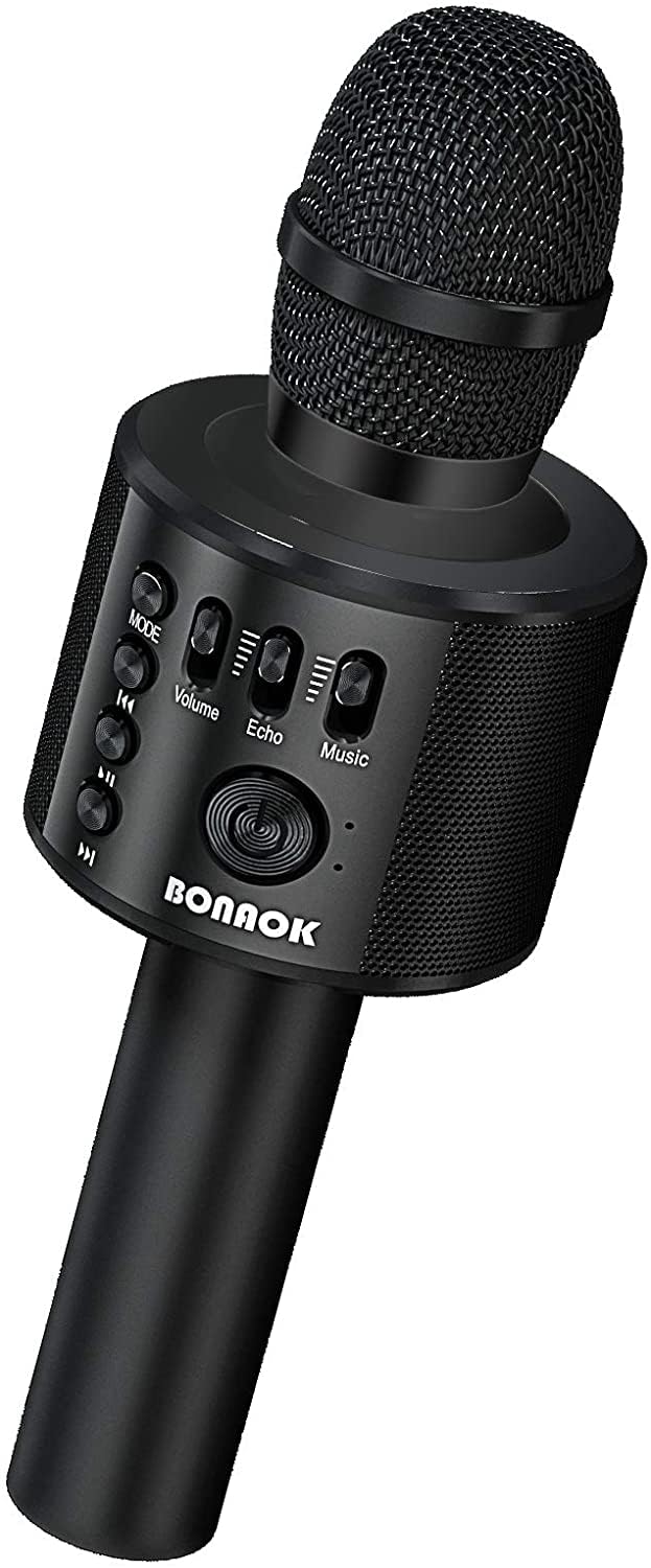 BONAOK Wireless Bluetooth Karaoke Microphone,3-in-1 Portable Handheld Karaoke Mic Speaker Machine Home Party Birthday for All Smartphones PC(Q37 Black)