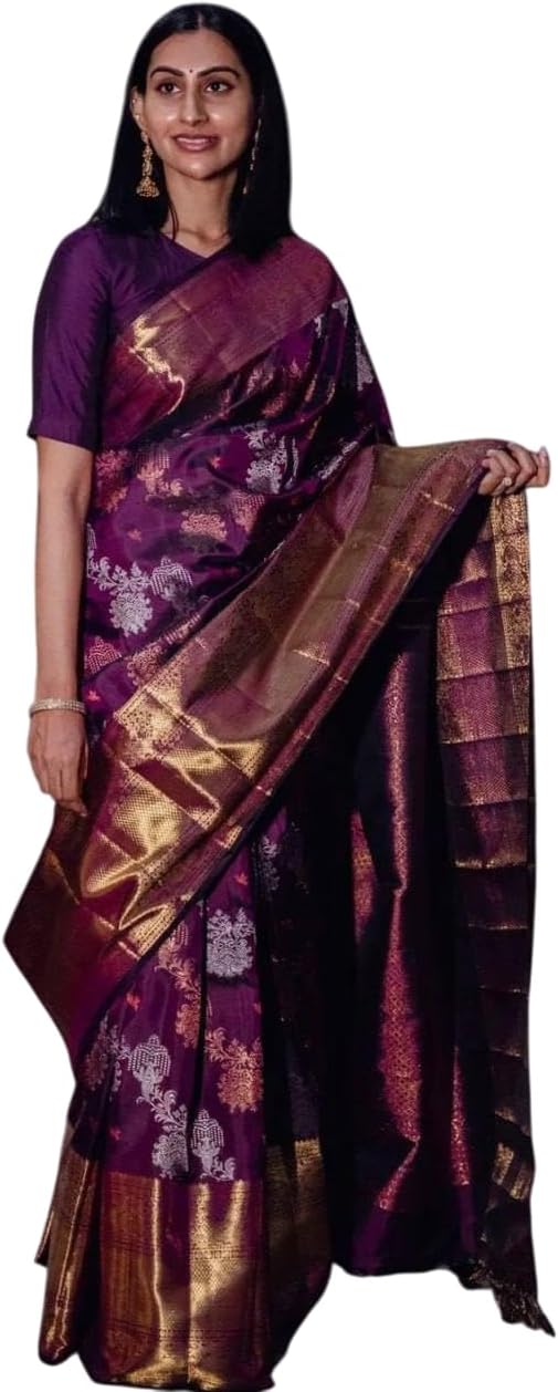 Women’s Kanjivaram Banarasi Art Silk Saree with Blouse Piece saree For Women