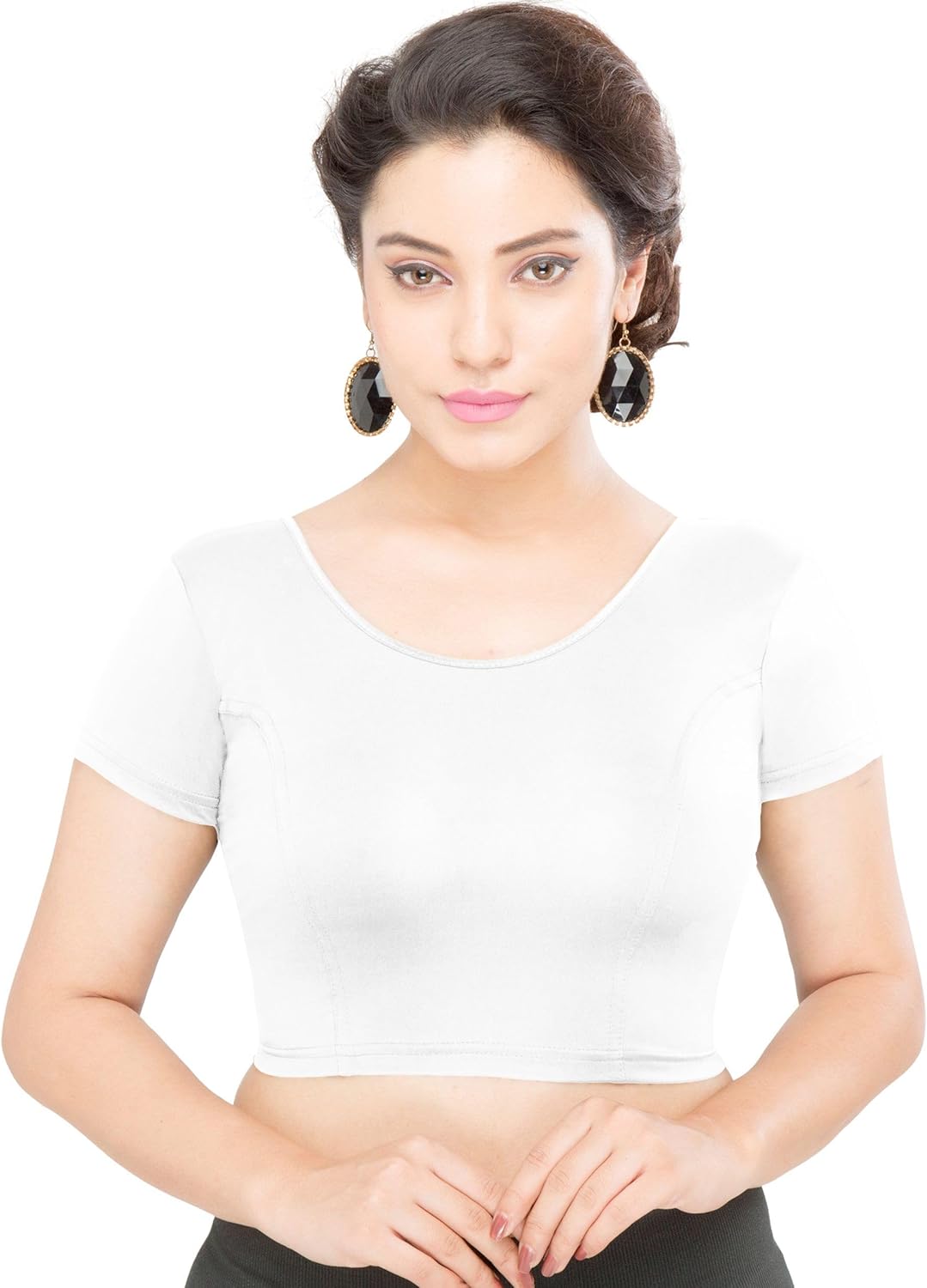 themilestocks Women’s Blouses Readymade Gold Stretchable Saree Crop Top Choli Free Size