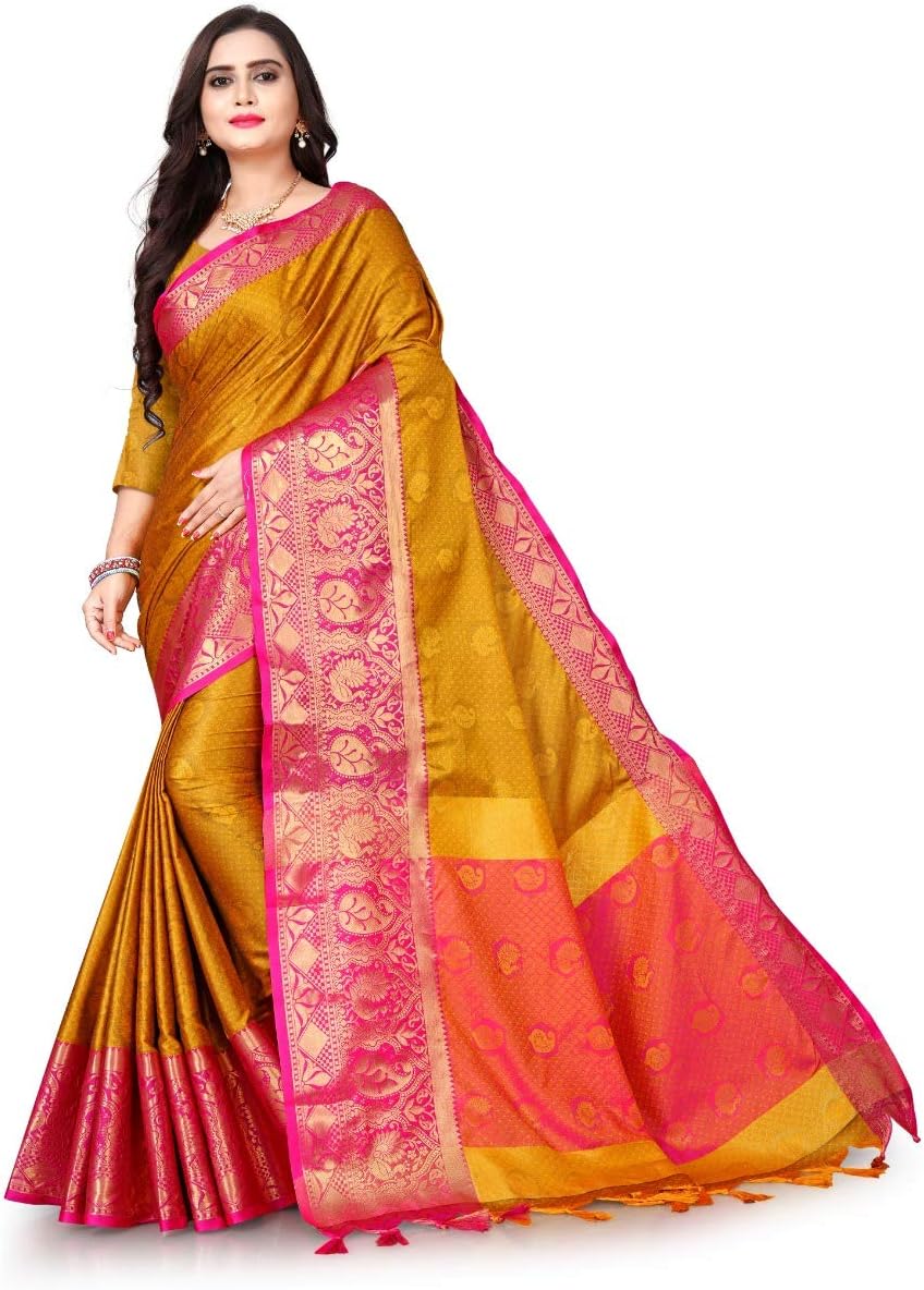 Mohit Creations Wedding Wear Traditional Pure Cotton Silk Saree With Unstitched Blouse Piece