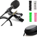 3.5mm Clip Collar Mic for YouTube, Mobile, PC & Earphone Headphone Case Pouch Cover Carrying Case for Earphones & Cable Protector Data Cable Saver Charging Cord Protective Cable Cover