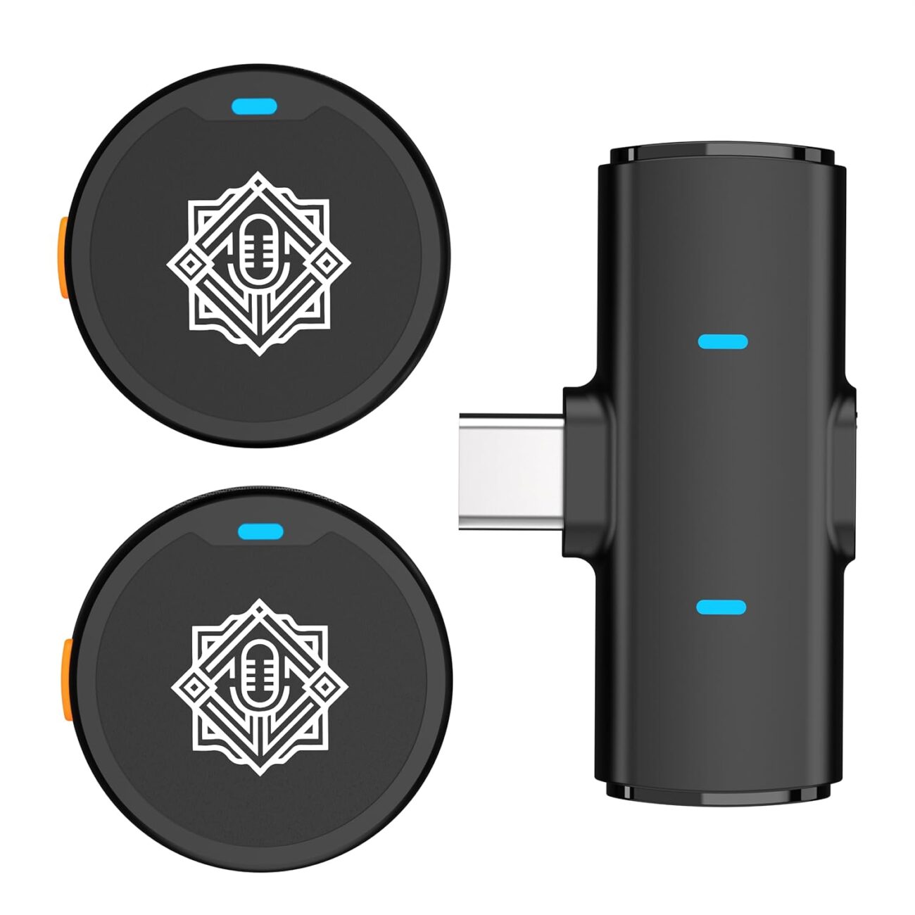 DIGIMORE Wireless Lavalier Microphone| Dual Mics with Level 3 Noise Reduction, Low Latency & Real-Time Monitoring| 8Hrs Battery| Type-C| for iPhone and Android| Vlogging, Live, Interview (D-460 Lite)