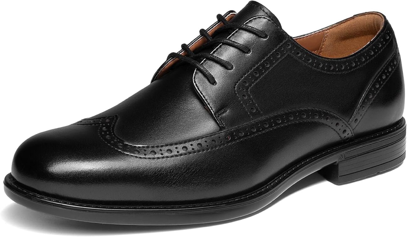 Bruno Marc Men’s Brogue Wingtip Oxfords, Full Grain Leather Dress Shoes Flexible Forefoot for Work & Business Comfort Lightweight Lace Classic Formal Shoes