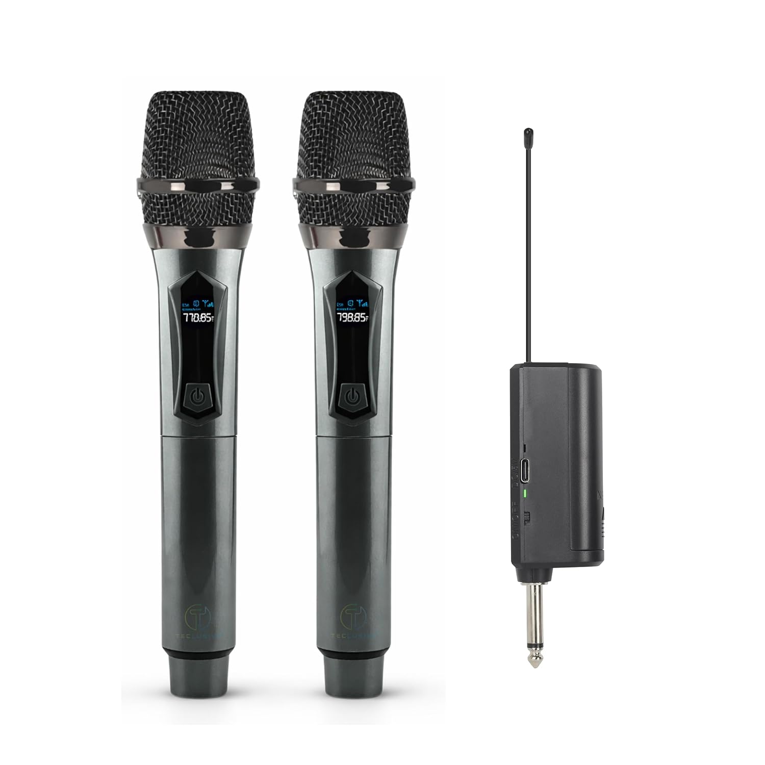 T TECLUSIVE Wireless Microphone Professional for Speaker 6.35mm Amplifier Outdoor Karaoke Singing | Noise Cancellation | Dual Rechargeable Type-C 10Hours Battery Mic with Transmitter