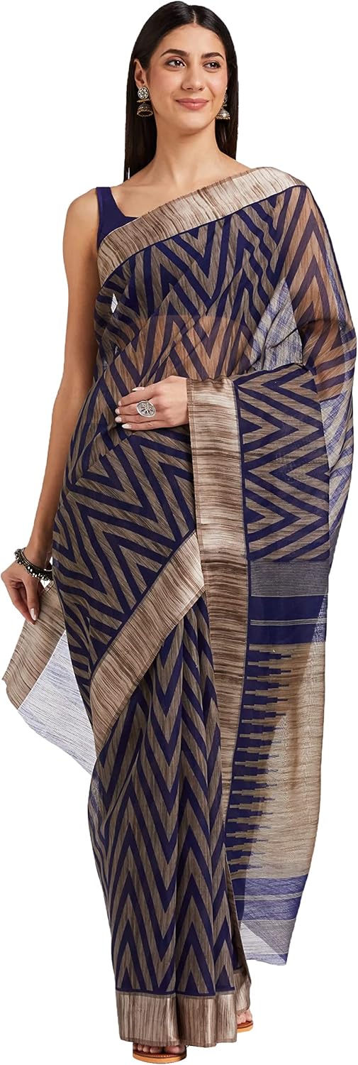 Ladies Linen Woven Saree with Blouse