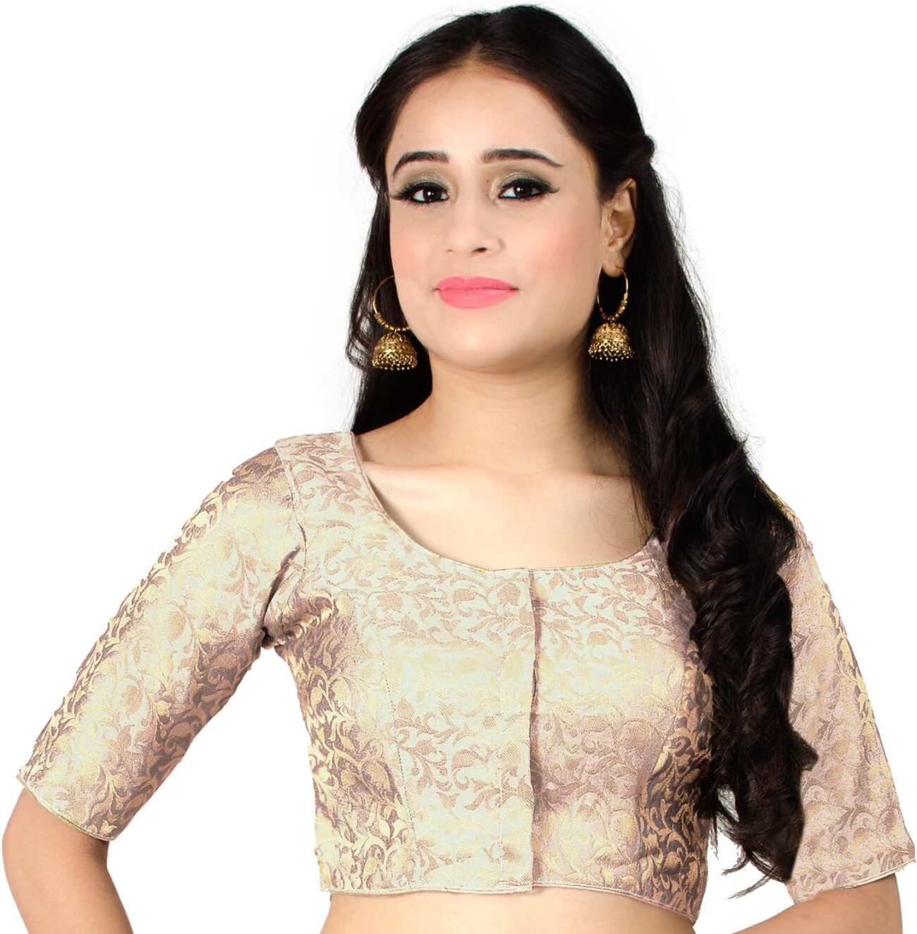 Chandrakala Banarasi Blouses for Women Sarees,Readymade (B181-P)