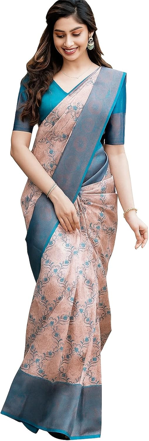 Banarasi Soft Silk Saree for Women –Traditional Indian Saree with Zari Weaving Elegant Festive & Wedding Wear with Blouse Piece