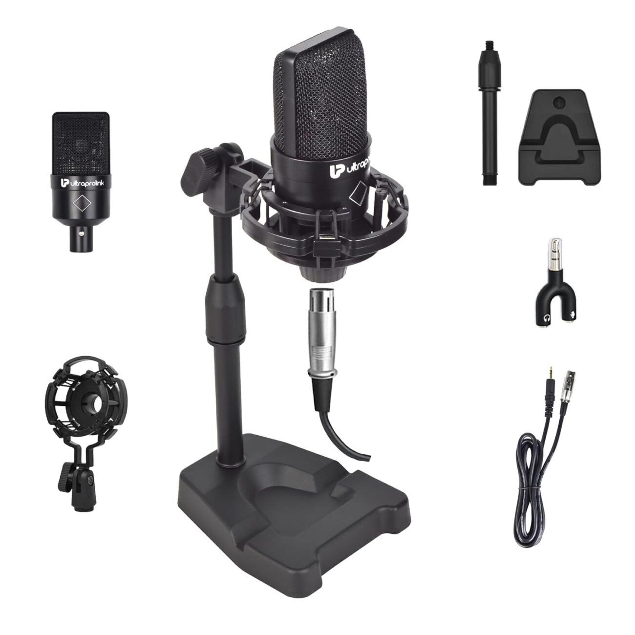 ULTRAPROLINK Wired Condenser Mic|for YouTube Recording,Podcast Microphone,for Gaming,Studio,Vlogging,Voice Over,Streaming | Compatible with Pc,Laptop,Mobile|2m-6.56ft Cable|Shock Mount| UM1220 |Black