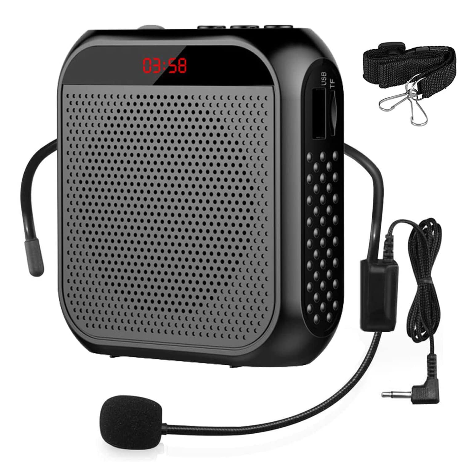 ZORBES® Voice Amplifier for Teachers – Microphone Headset Set 2200 mAh, with Headset Microphone Support TF Card/U Flash Disk, Portable Voice Amplifier for Teachers, Tour Guide, Coach, Speaker (Black)