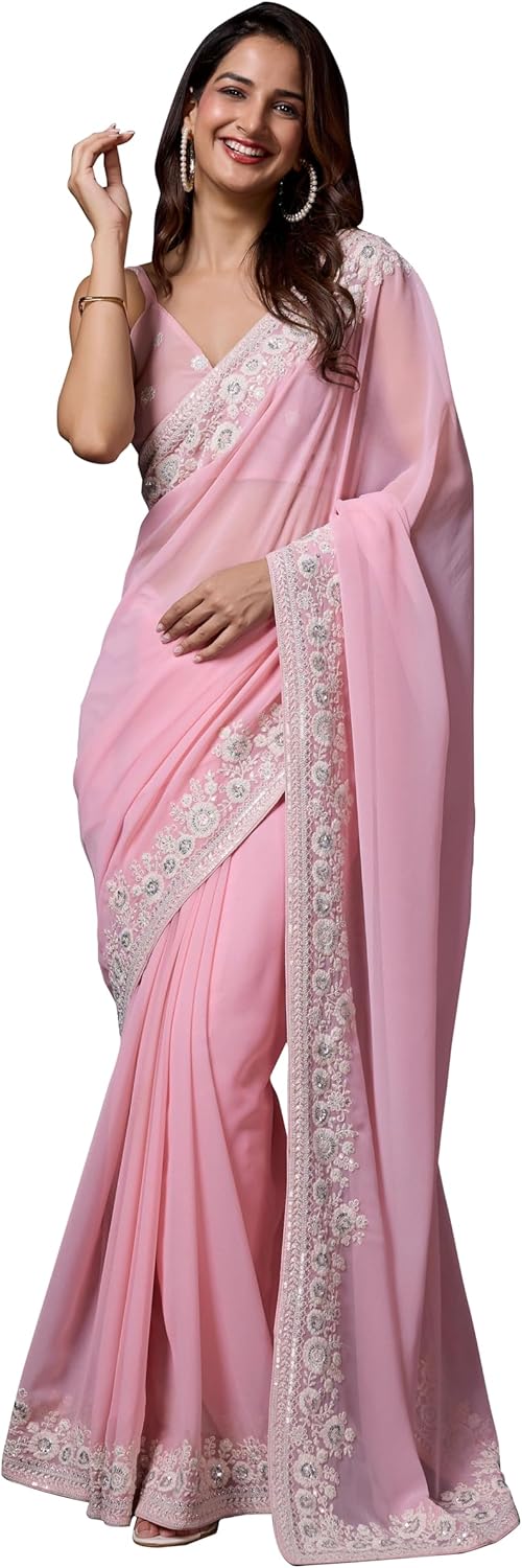 TRENDMALLS Women’s Georgette Embroidery work Saree for women