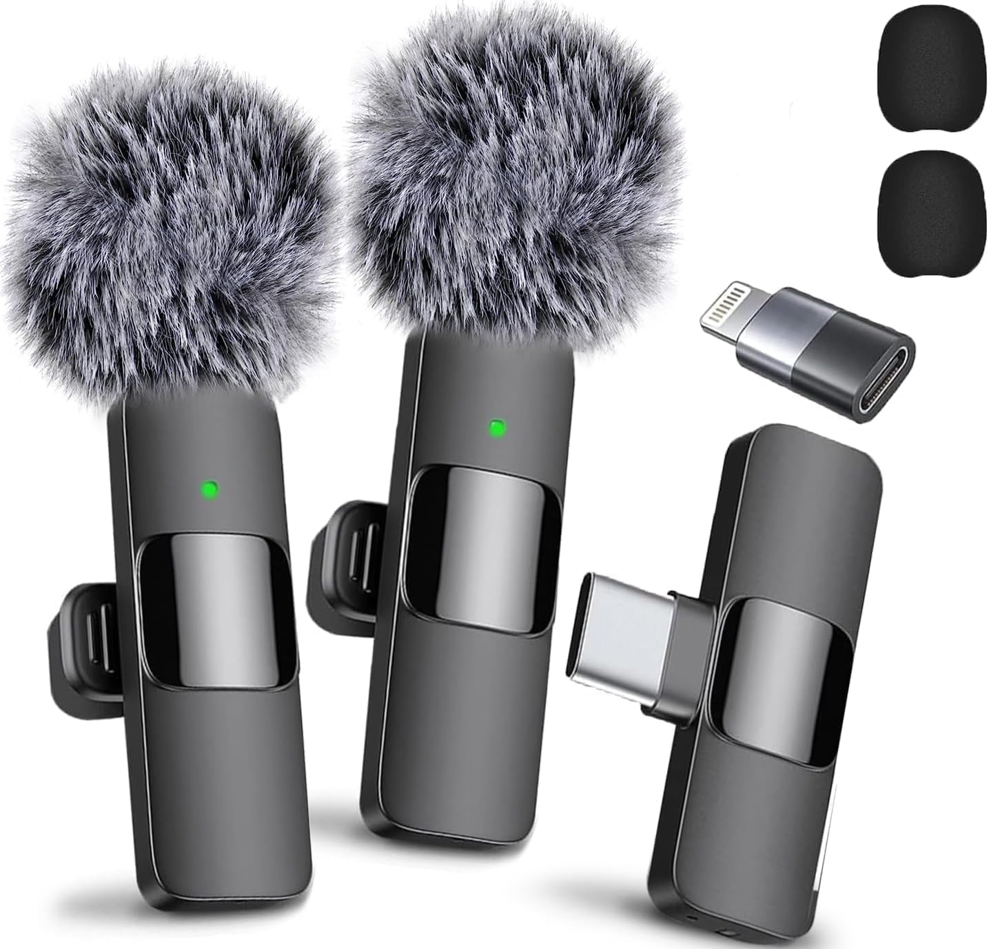 K9 Furry Lavalier Dual Wireless Microphone Quick Plug and Use for YouTube Recording Video, Collar Bluetooth Mic for Vlogging, Cute Portable & Compatible Android, iPhone with Type C