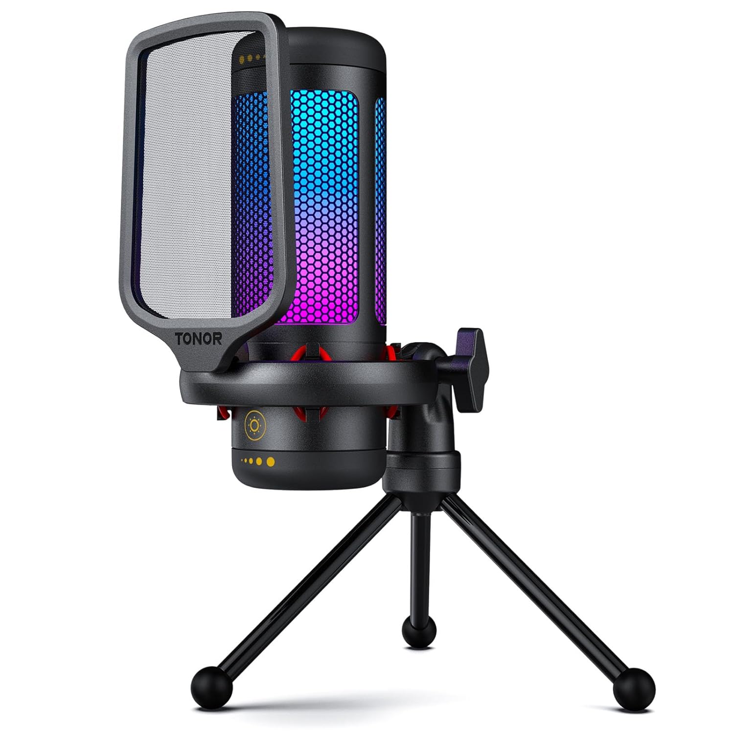 TONOR Gaming Mic, USB Microphone for PC Computer, Cardioid Condenser Mic with Adjustable RGB Modes & Brightness, Quick Mute, Gain Control, for Streaming, Podcasting, Recording, PS4/5 Desktop TC310