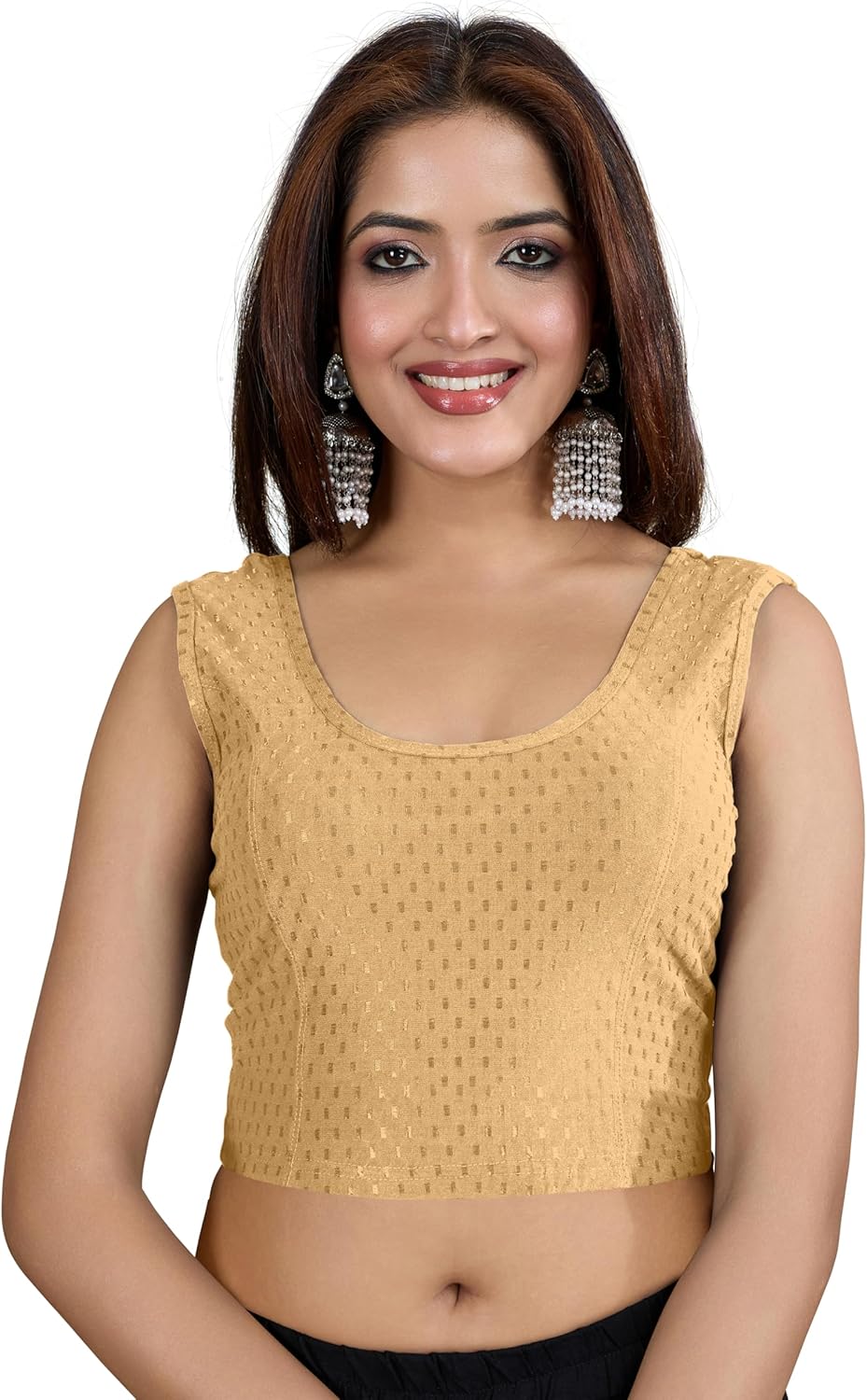 TRENDMALLS Women’s Dobby Pure Cotton Elastin Stretchable Readymade Stylish Saree Blouse Ready to Wear