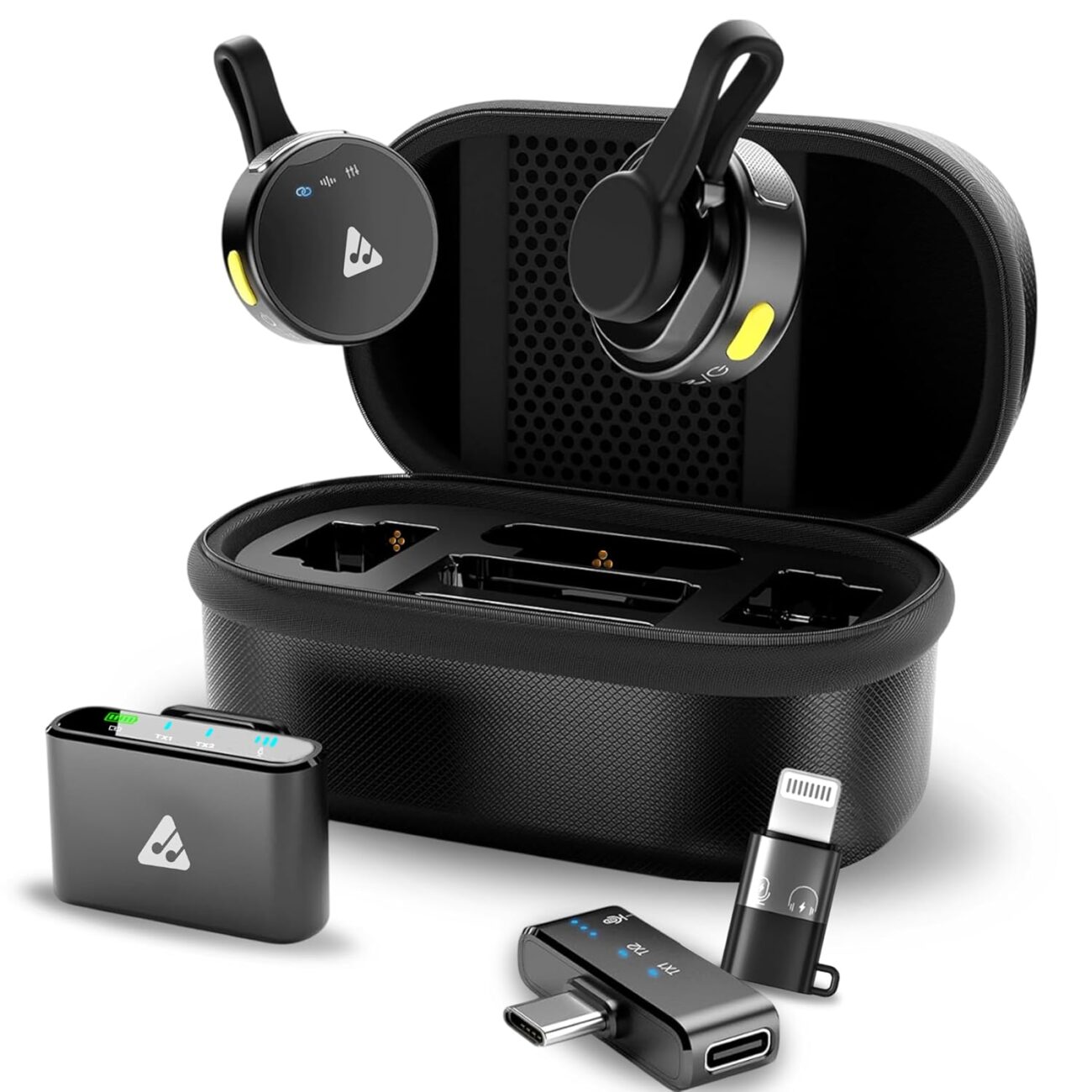 Audio Array AM-W22_V2 | Latest 2026 Edition Wireless Microphone for Camera/iPhone/Android/iPad/Laptop, Lav Mic with Charging Case, AI Noise Reduction, 50H Battery, 230ft Range, for Recording, YouTube