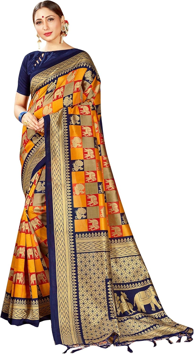 Elina fashion Saree For Women Cotton Art Silk Sarees for Indian Wedding Gift, Sari and Unstitched Blouse piece