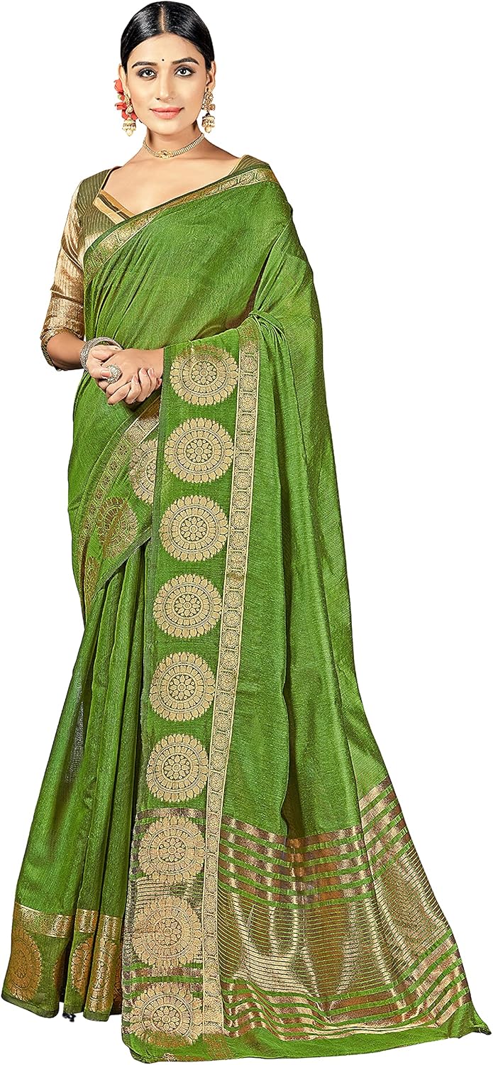 Elina fashion Sarees For Women Indian Bollywood Diwali Cotton Art Silk Saree Woven Sari & Unstitched Blouse