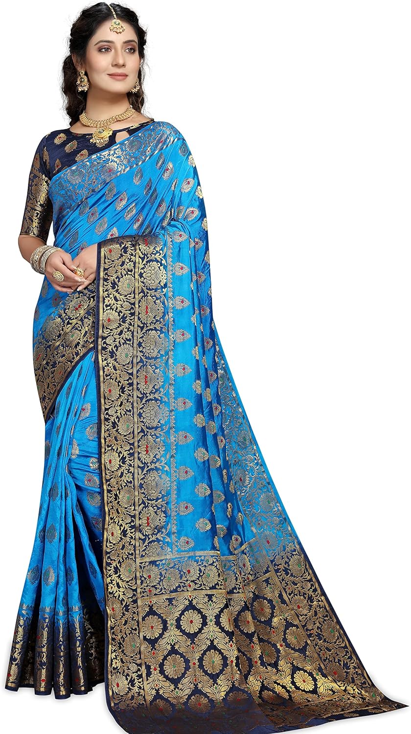 Women’s Kanjivaram Silk Saree Pure With Blouse Piece, Yellow-Green, 5.5 Meters, Yellow-Green, 5.5 Meters, Yellow-green, 5.5 Meters